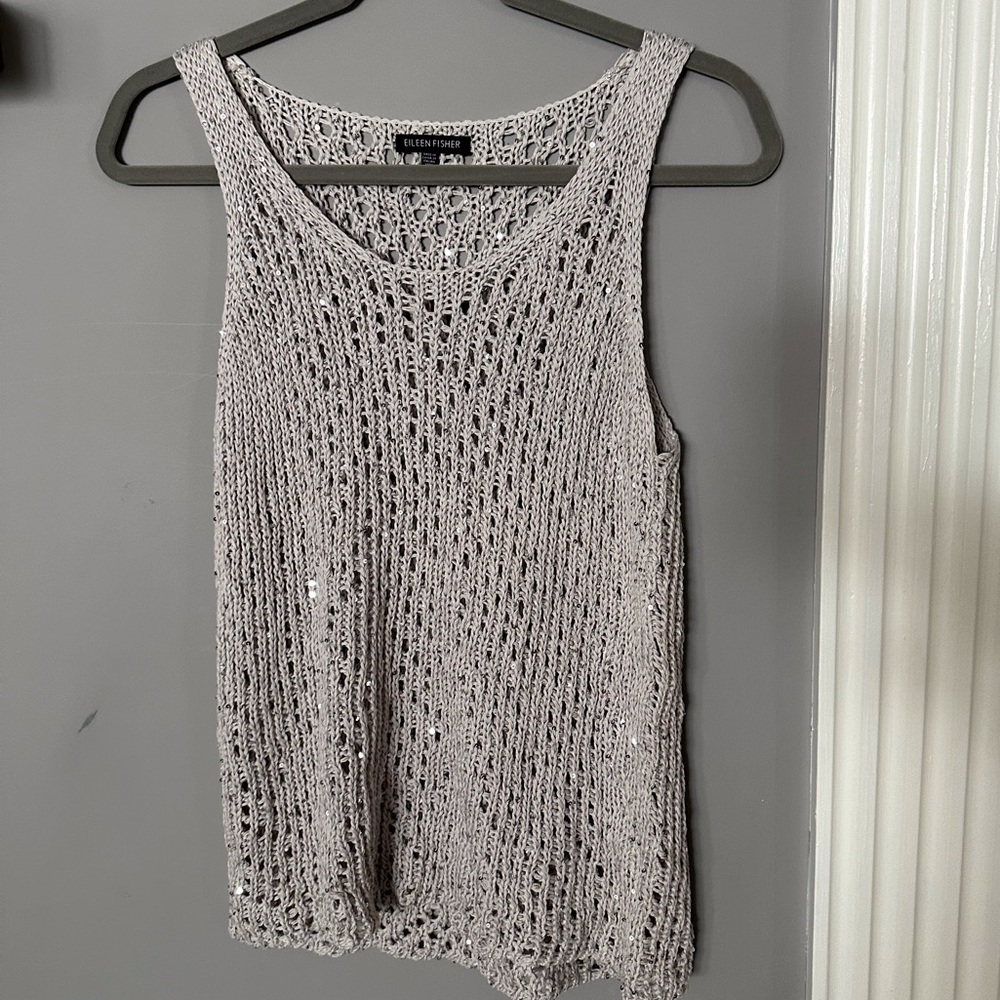 Eileen Fisher Sparkle Knit Sleeveless Sweater Tank Top